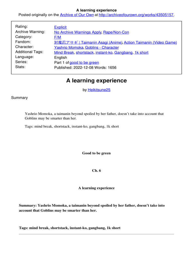 A Learning Experience Pdf