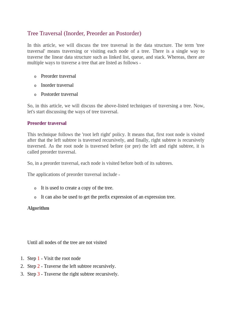 Tree Traversal Pdf