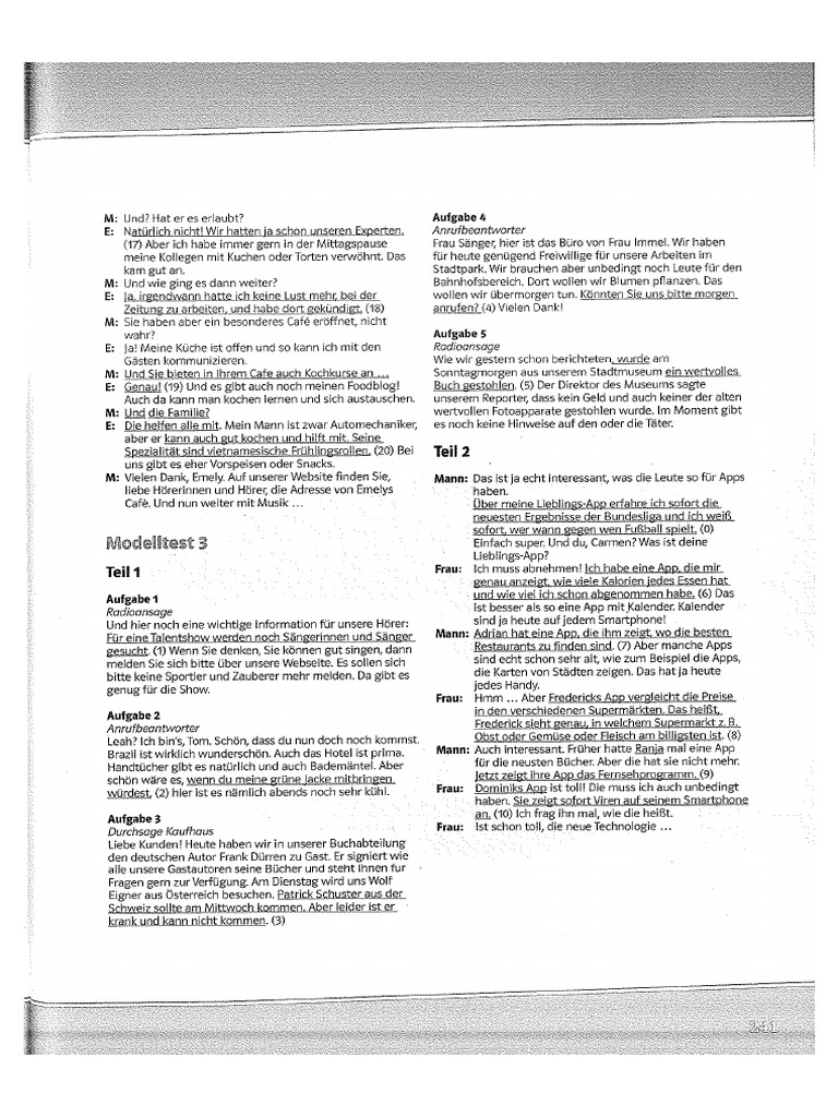 Transkript Modelltest 3 | PDF