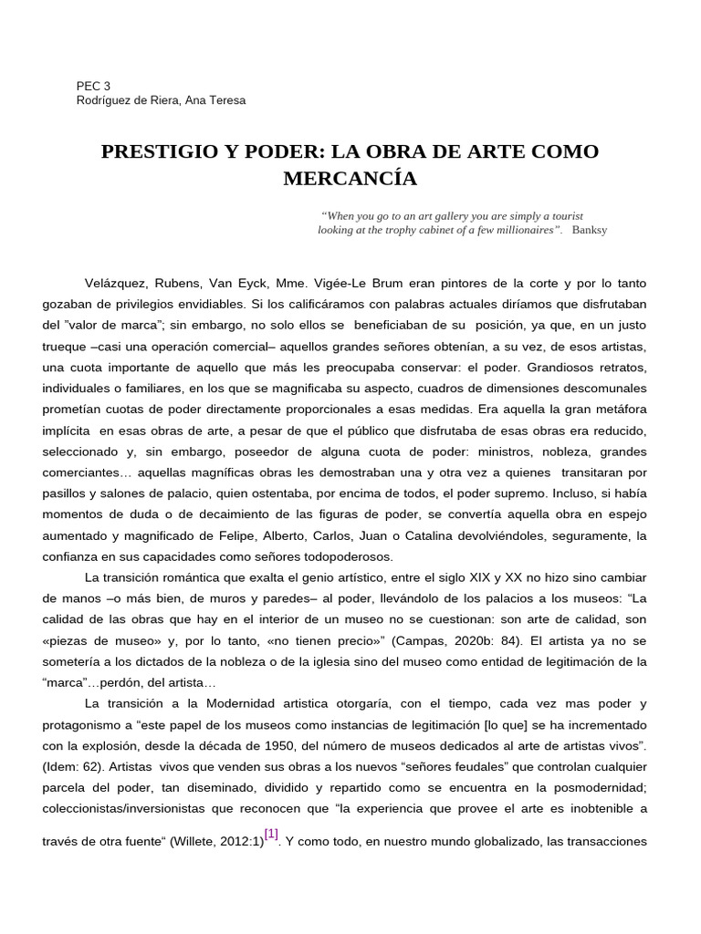 Arte y Poder: La Mercantilización del Prestigio | PDF | Museo | Arte