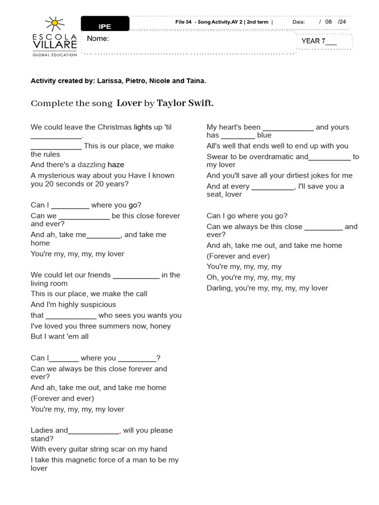 Ficha 04 song activity model av 2 pdf