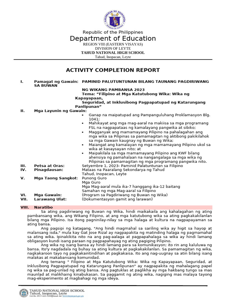 Acr - Buwan NG Wika 2023 | PDF