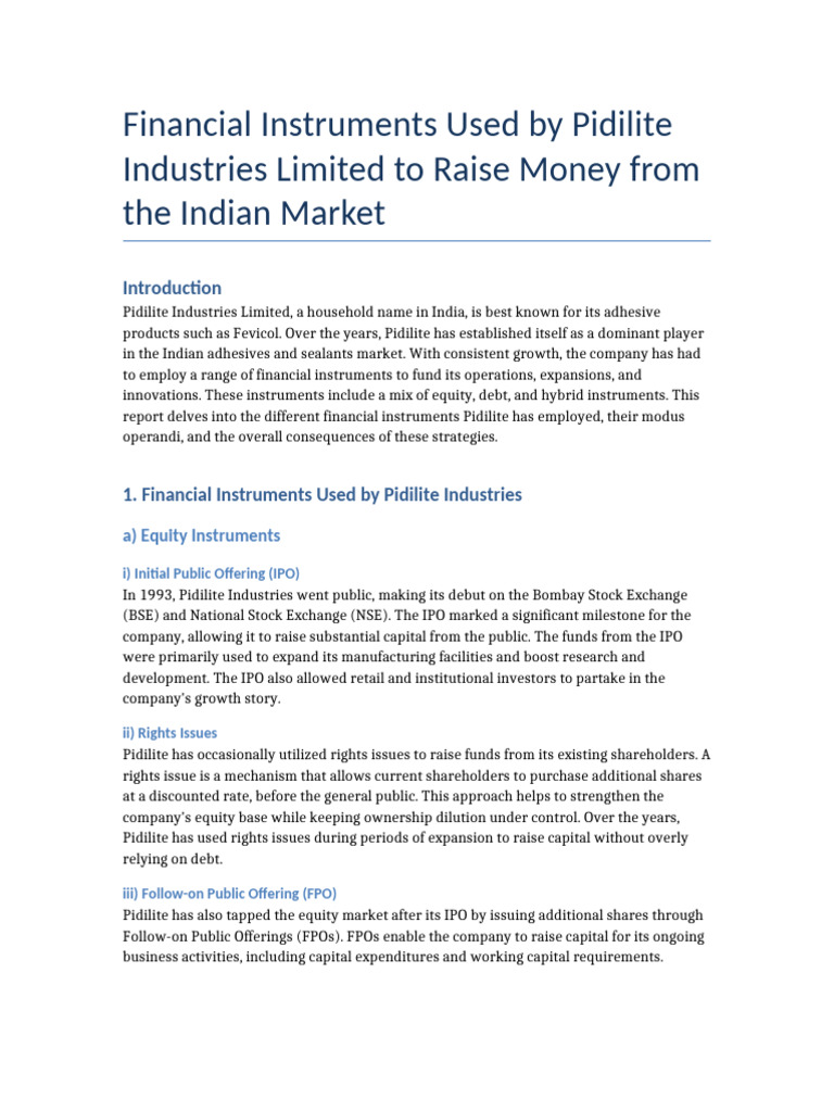 Pidilite Financial Instruments Report | PDF