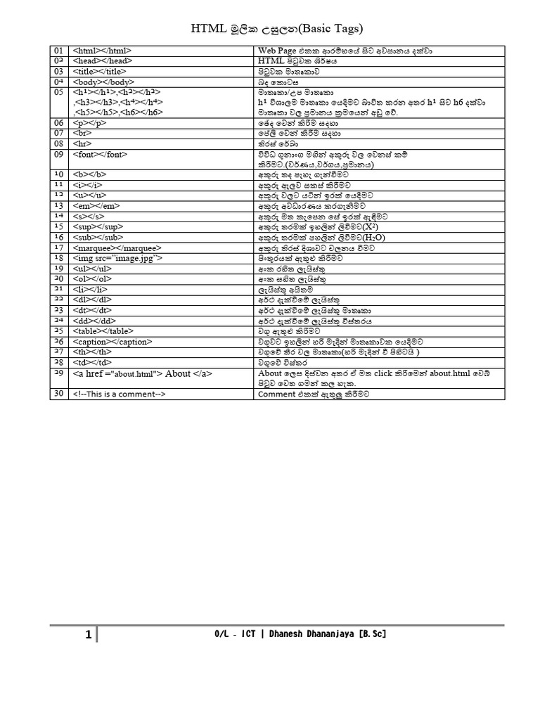 HTML Tags | PDF