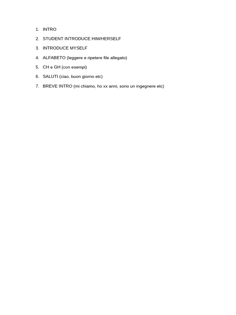 Lezione Di Italiano A1 - Modulo 1 | PDF