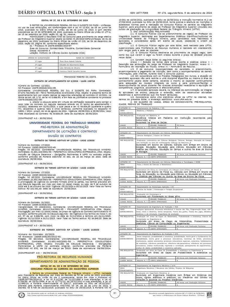 Edital 044 2024 Uftm | PDF
