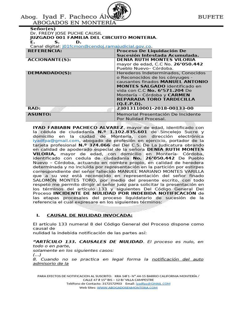 memorial solicitud sentencia anticipada UMH GARZONES. | PDF