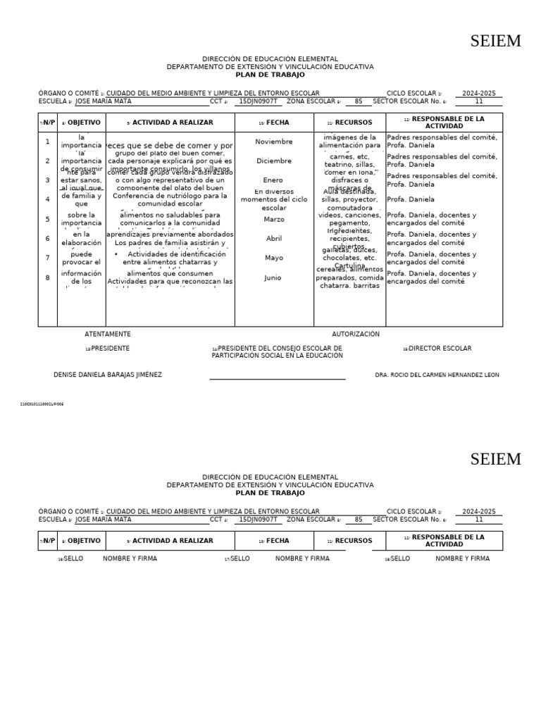 Plan de Trabajo Alimentación Saludable 23-24 | PDF | Escuelas | Alimentos