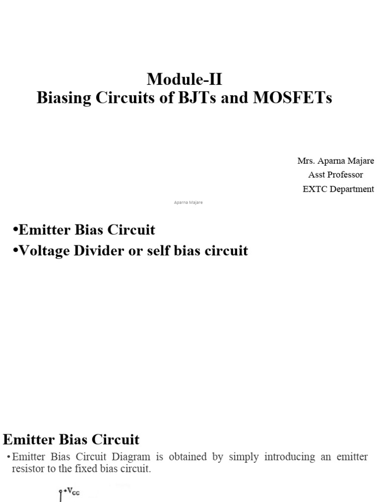 BJT and MOSFET Biasing Circuits Guide | PDF | Bipolar Junction ...