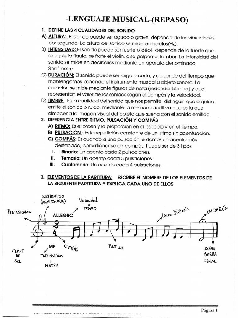 Lenguaje Musical-Repaso | PDF