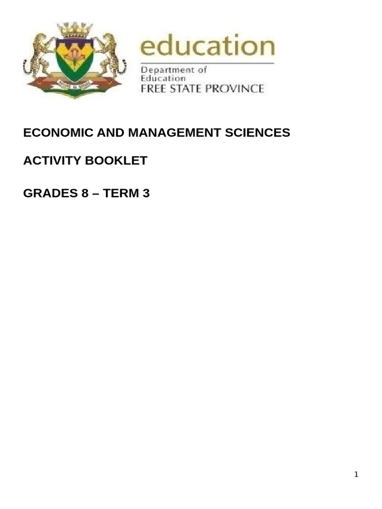 GR 8 2024 EMS Booklet Term 3 Activities | PDF