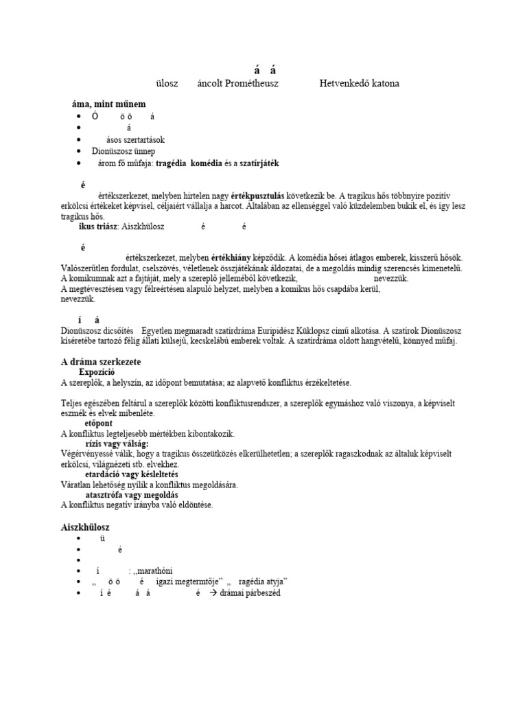 Ókori Drámák (Leláncolt Prométheusz, Hetvenkedő Katona) | PDF