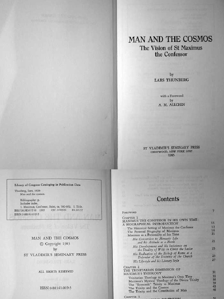 Man And The Cosmos The Vision Of St Maximus The Confessor - 