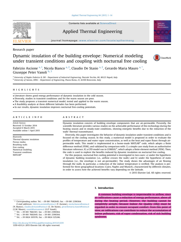 3 Dynamic Insulation Of The Building Envelope Numerical Modeling Under