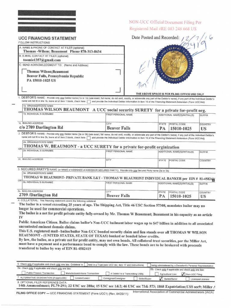 Beaumont Non Ucc Revised Stamped | PDF