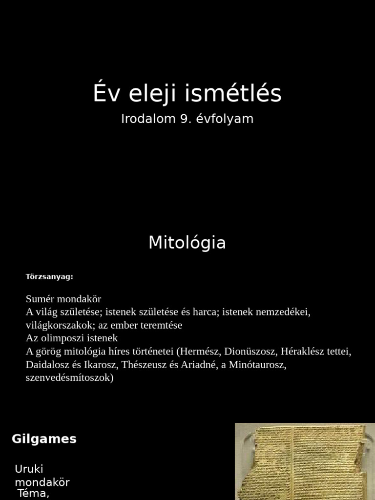 Év Eleji Ismétlés - 9. O. - Mitológia | PDF
