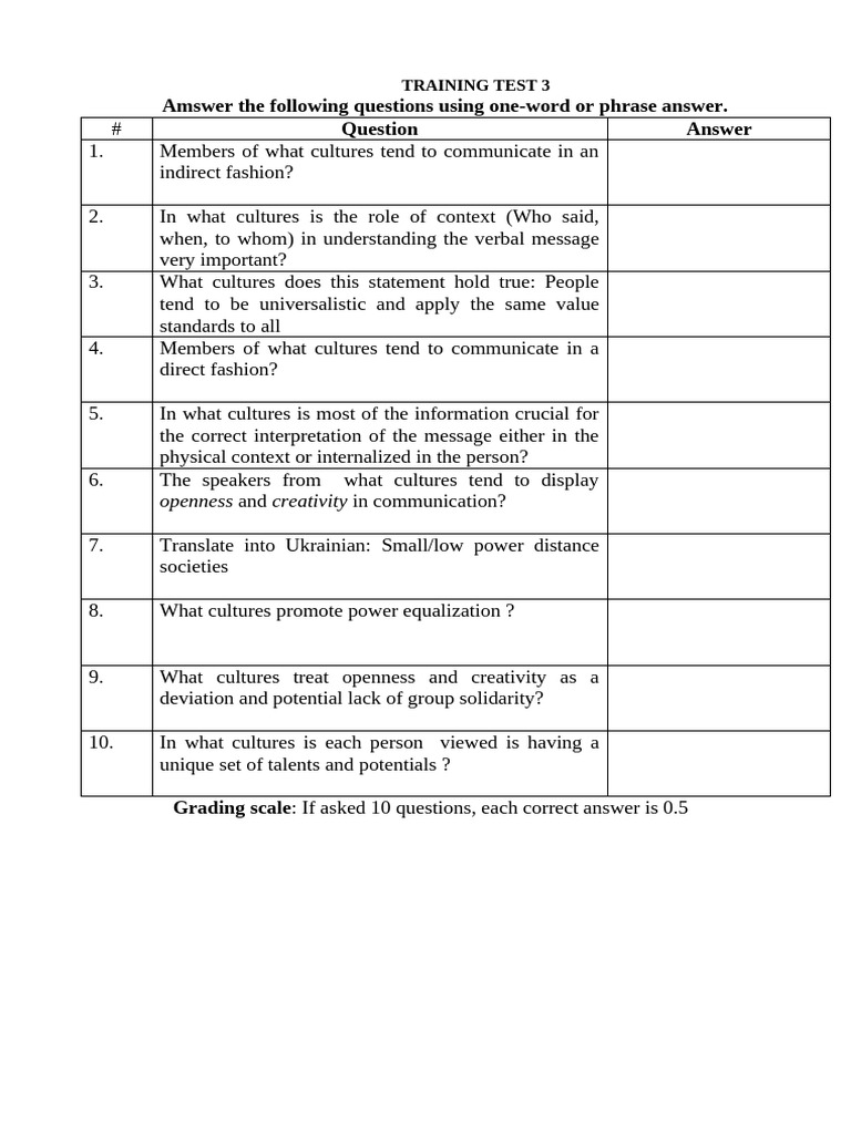 Test To Topic 3 | PDF