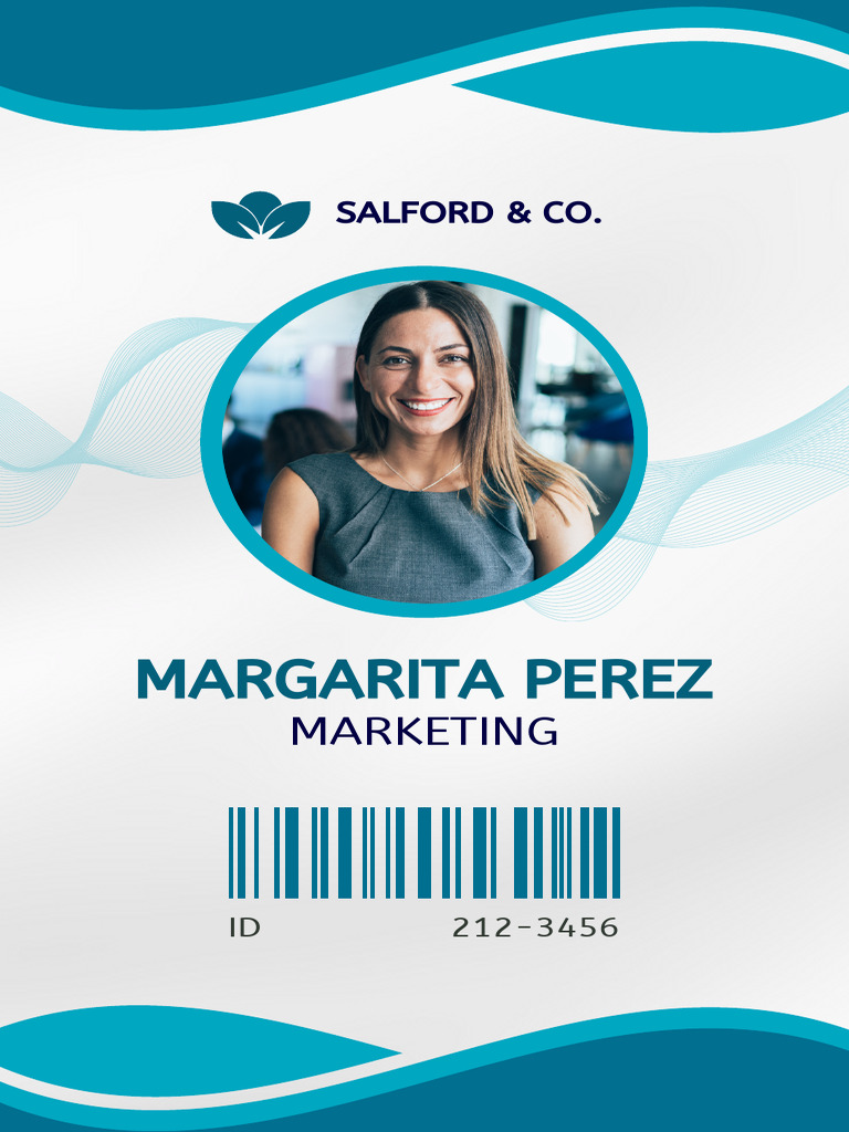 Turquoise and White Modern Marketing ID Card | PDF