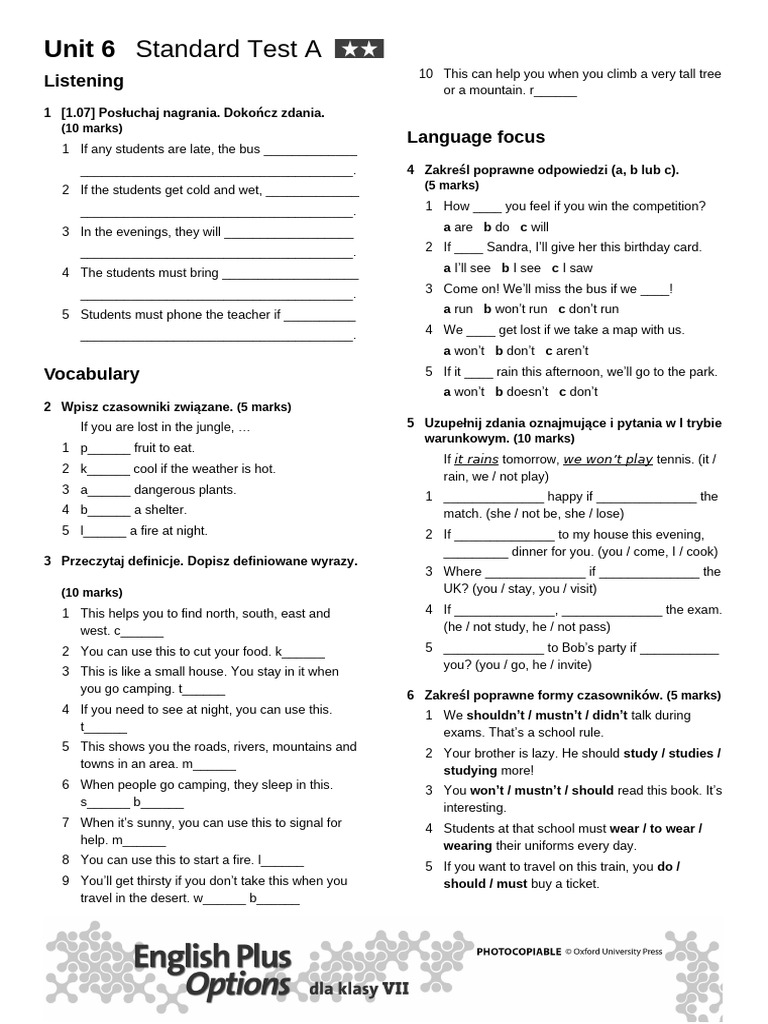 Unit 6 Standard Test A | PDF