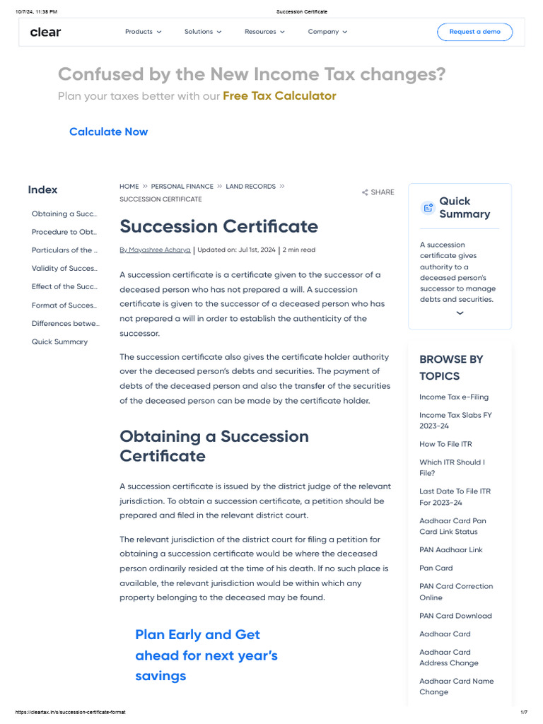 Succession Certificate | PDF