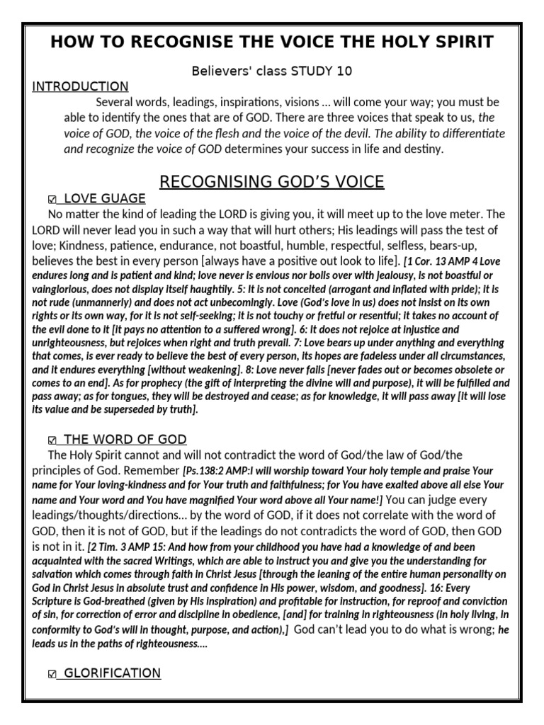 How To Recognise The Voice The Holy Spirit | PDF | Glory (Religion) | Bible