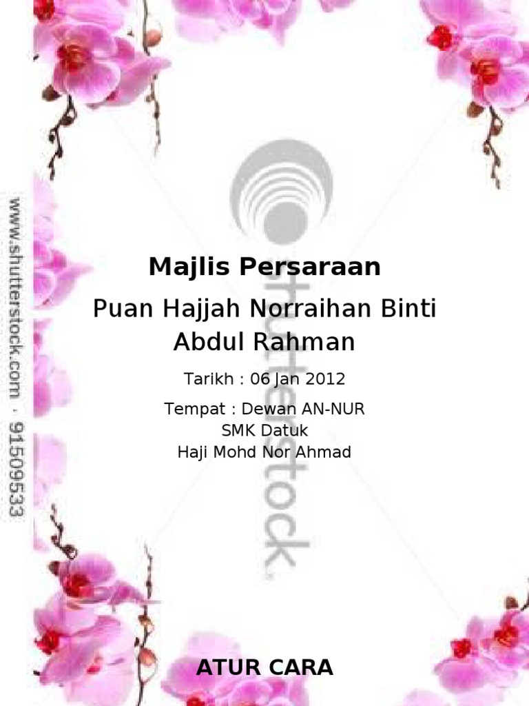 Contoh Buku Program Majlis Penyampaian Sijil Dan Hadiah 