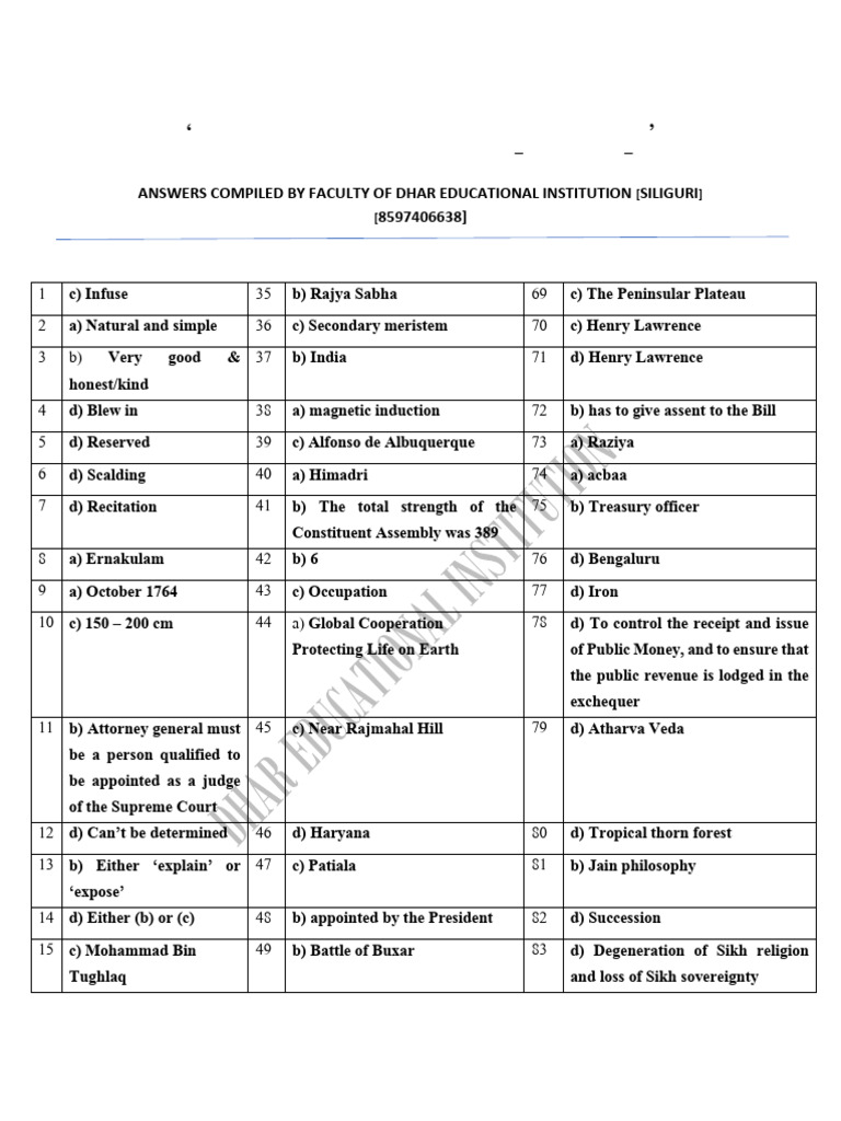 Mock Answer | PDF