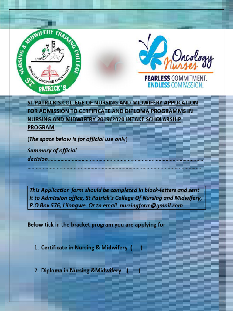 St. Patrick's Nursing Application 2025 | PDF | Nursing | Fee