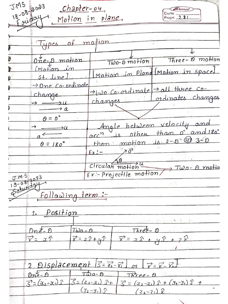 Motion in Plane | PDF