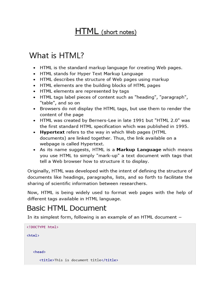 HTML(Short notes) (1) | PDF