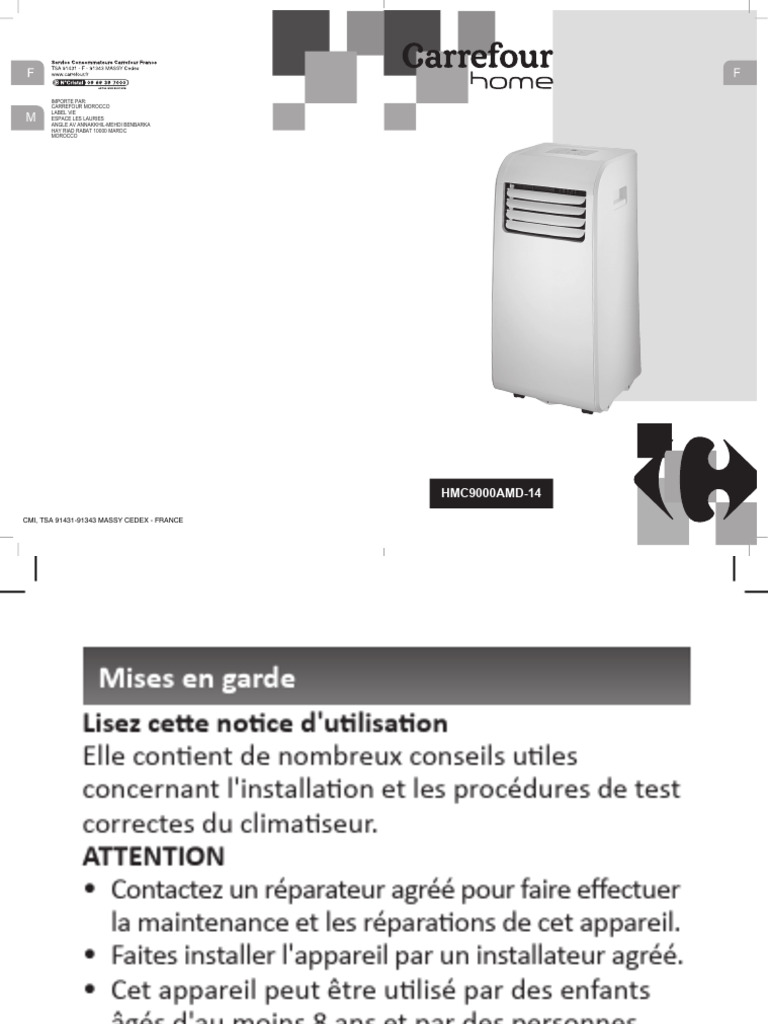 Notice d'utilisation Climatiseur HMC9000AMD14 PDF — free download