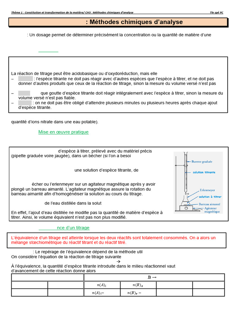 Méthodes d'analyse chimique en titrage | PDF | Titrage | Chimie