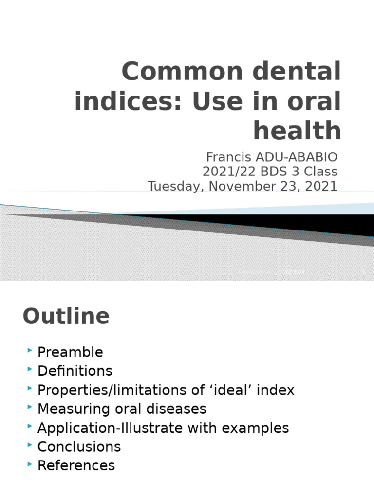Common Dental Indices Used in Oral Health | PDF