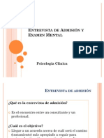 Entrevista de Admisión y Examen Mental