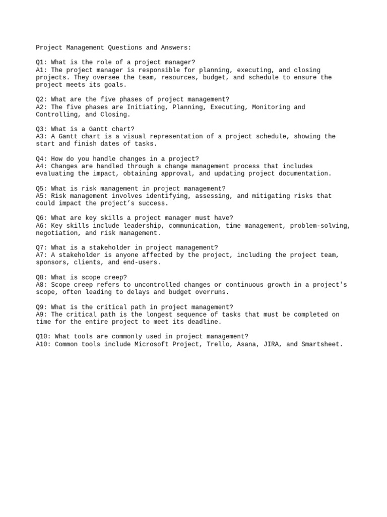 Essential Project Management FAQs | PDF | Business