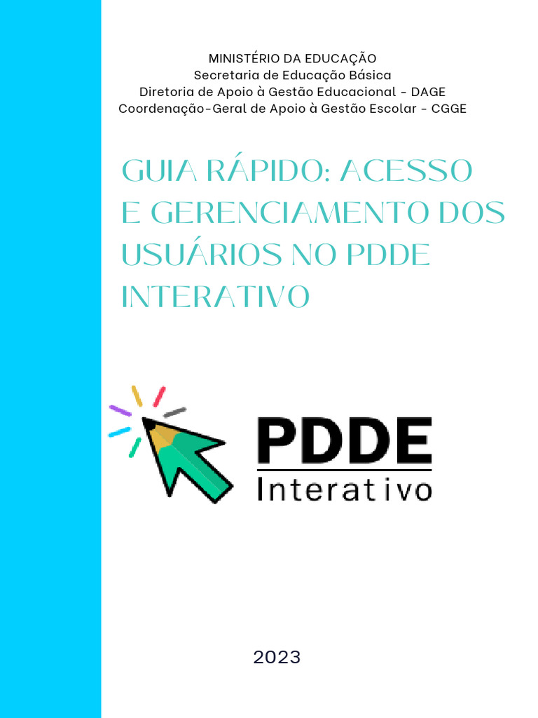 Guia Rapido Pdde Preenchimento Diagnostico 2023 | PDF