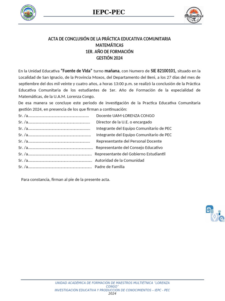 Acta de Conclusion Final | PDF
