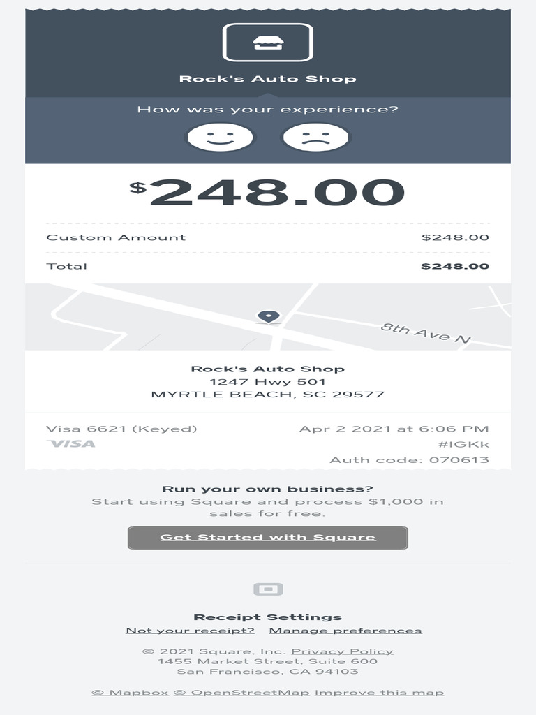 Receipt From Rock's Auto Shop | PDF | Finance & Money Management