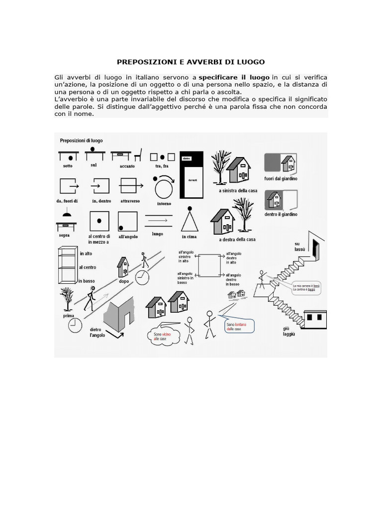 Preposizioni e Avverbi Di Luogo | PDF