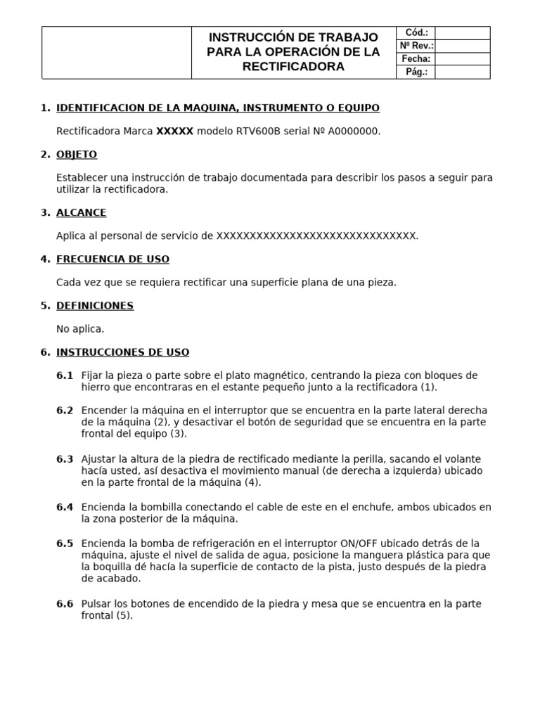 I-SS-009 Rev 03 Rectificadora | PDF | Cambiar