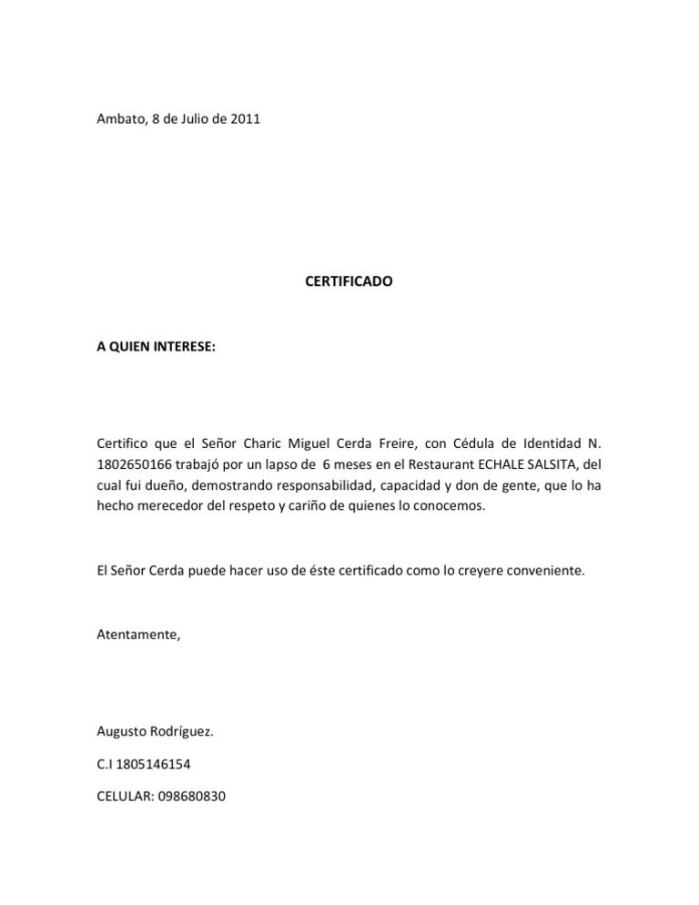 certificado de honorabilidad