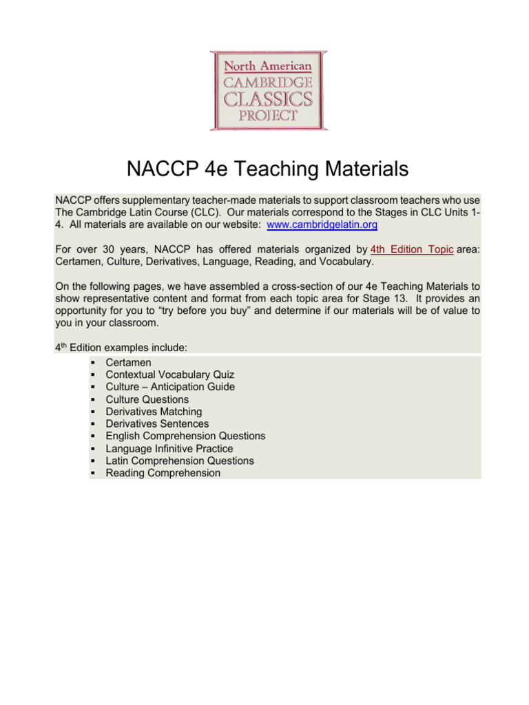 NACCP Teaching Materials Overview | PDF | Roman Britain | Roman Empire