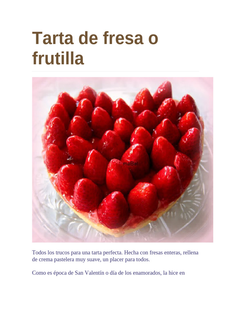 Tarta de fresa en forma de corazón | PDF | lactoso | Cocina, comidas y vino