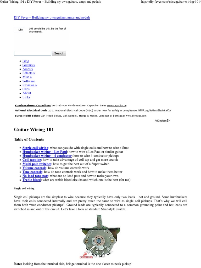 Guitar Wiring 101 _ DIY Fever – Building my own guitars ... guitar wiring 101 