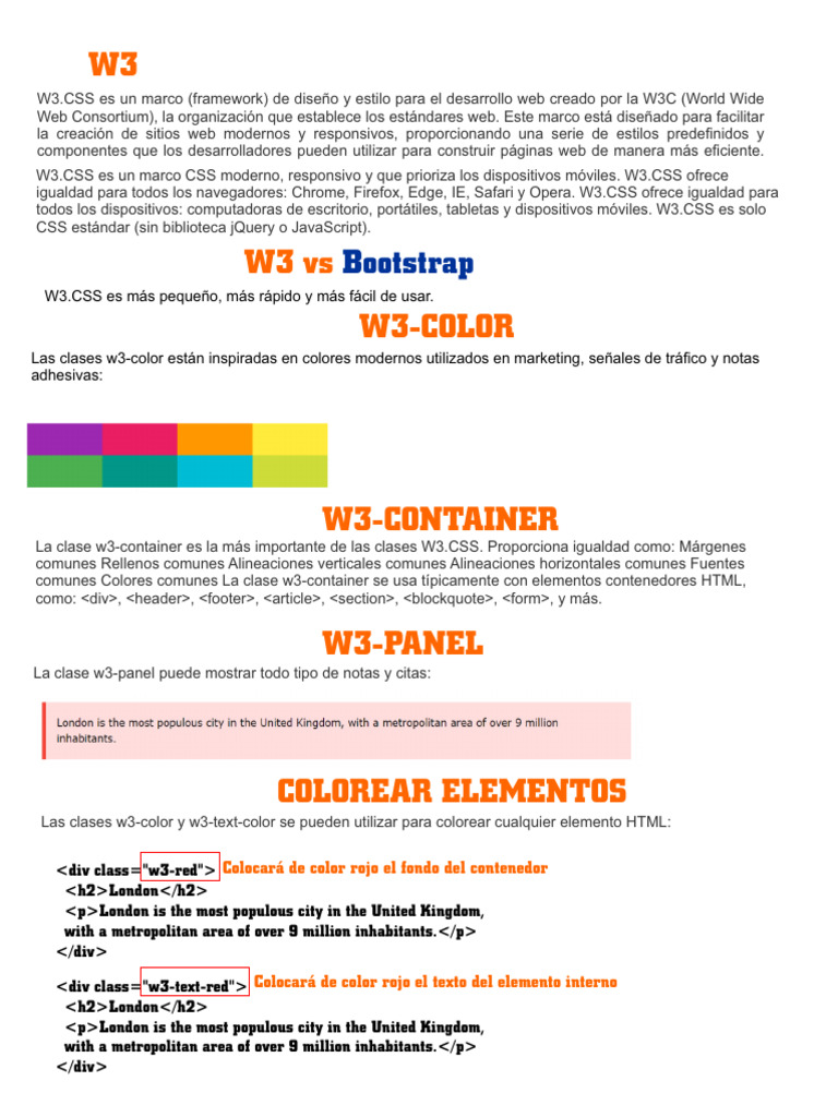 Bootstrap: W3.CSS Es Más Pequeño, Más Rápido y Más Fácil de Usar | PDF