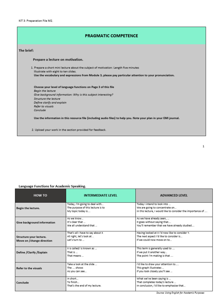 2023 - 1a. KIT 3 NEW LANGUAGE FUNCTIONS | PDF | Lecture | Career & Growth