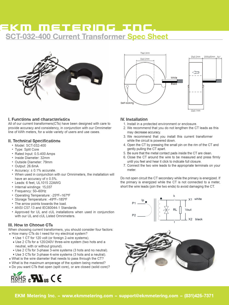 EKM SCT 032 400 CT Spec Sheet | PDF