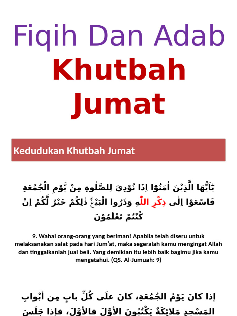 Fiqih Dan Adab Khutbah Jumat | PDF