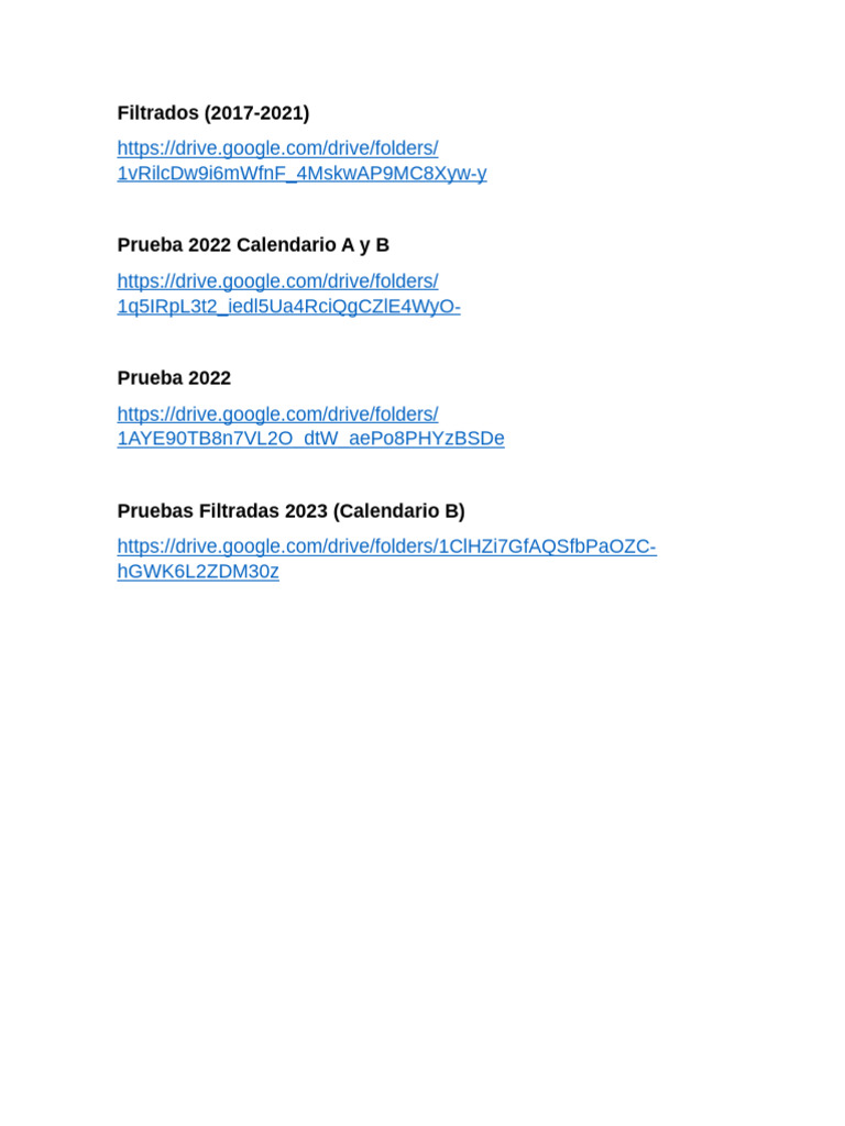 Pruebas Filtradas (Enlaces Drive) | PDF