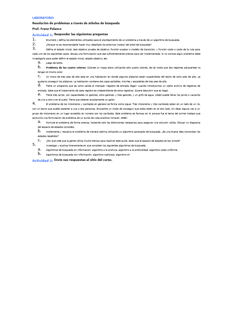 7c Laboratorio Problemas de Busqueda | PDF